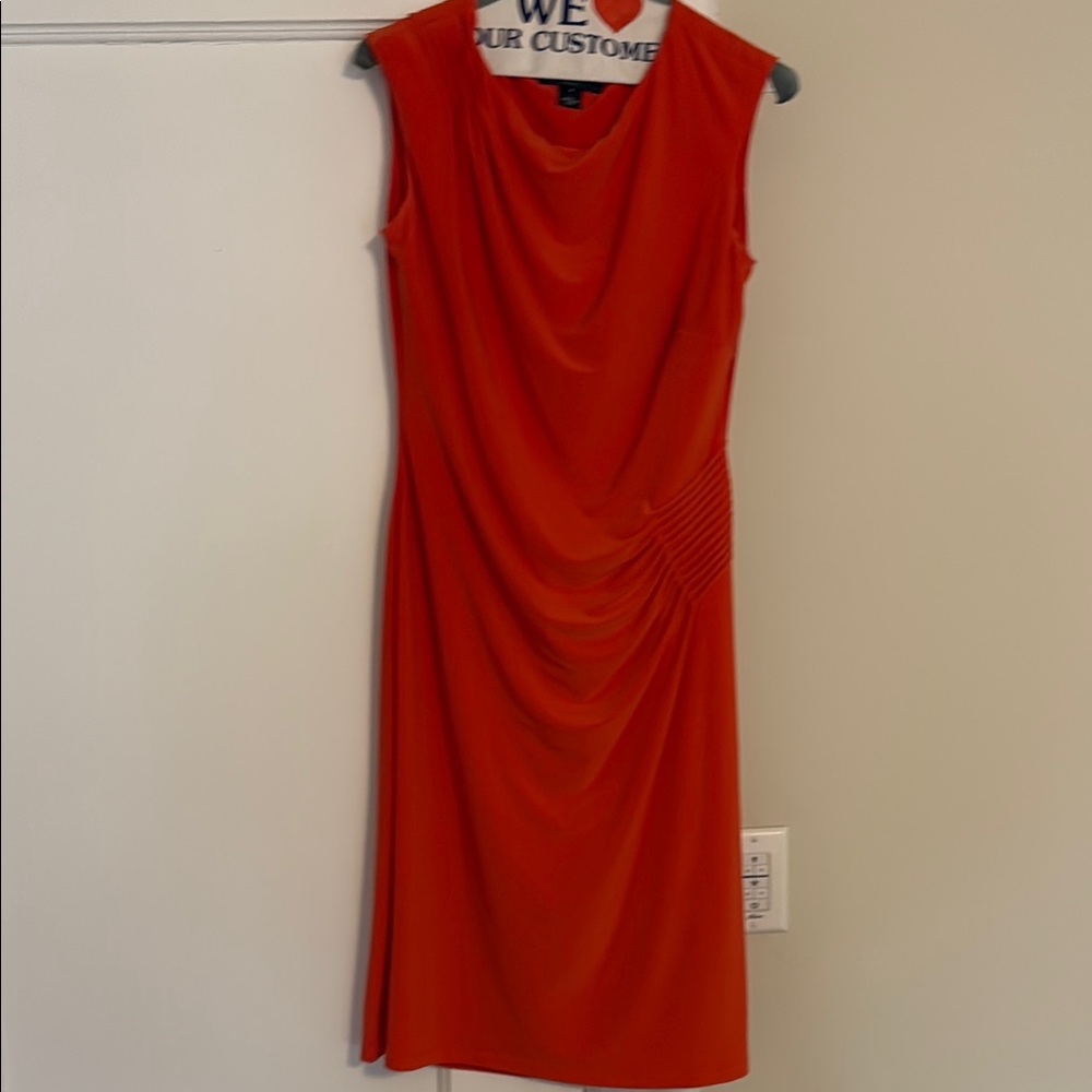 Elegant Orange Sleeveless Dress